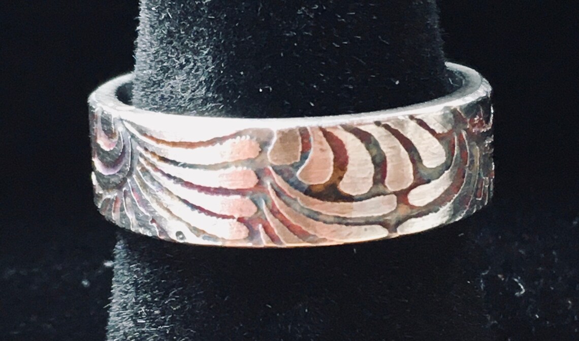 Handcrafted Acid Etched Sterling Silver Ring Etsy