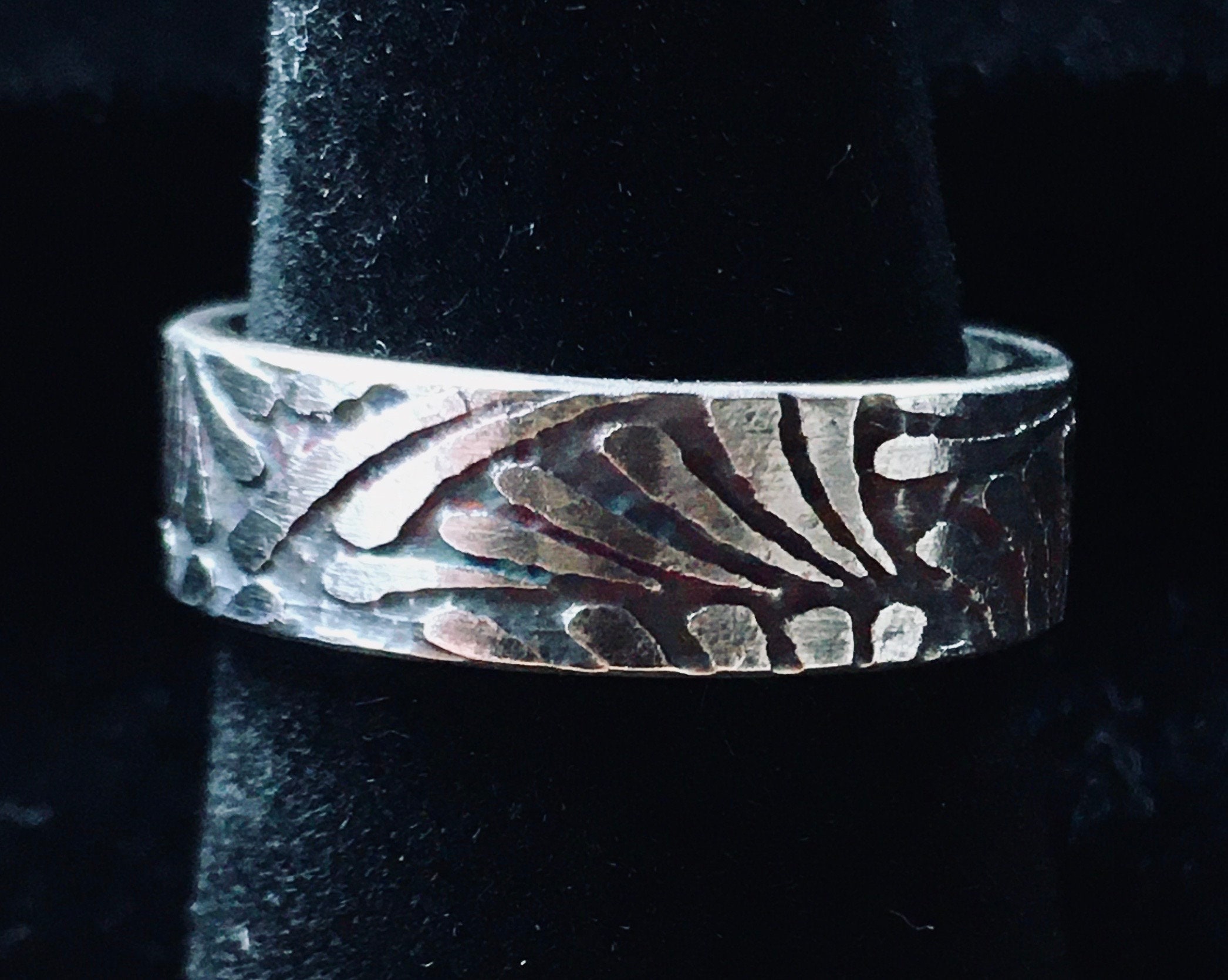 Handcrafted Acid Etched Sterling Silver Ring Etsy