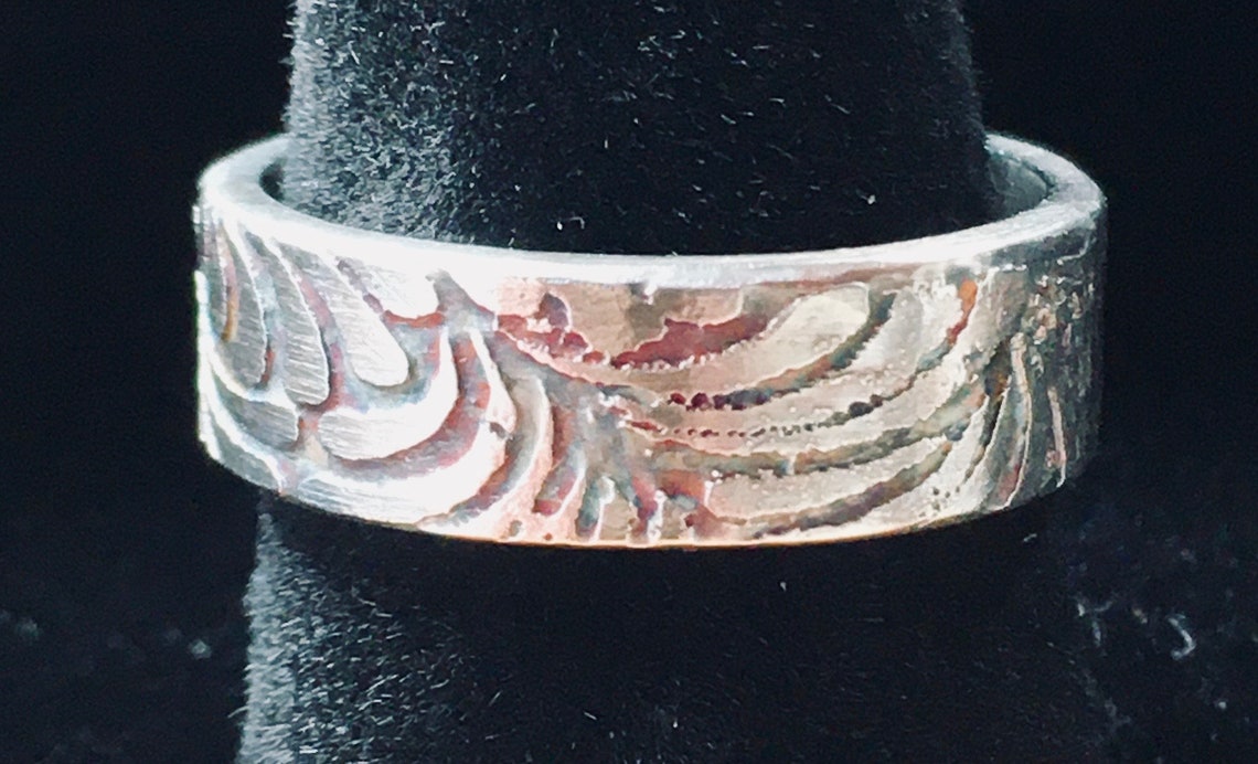 Handcrafted Acid Etched Sterling Silver Ring Etsy
