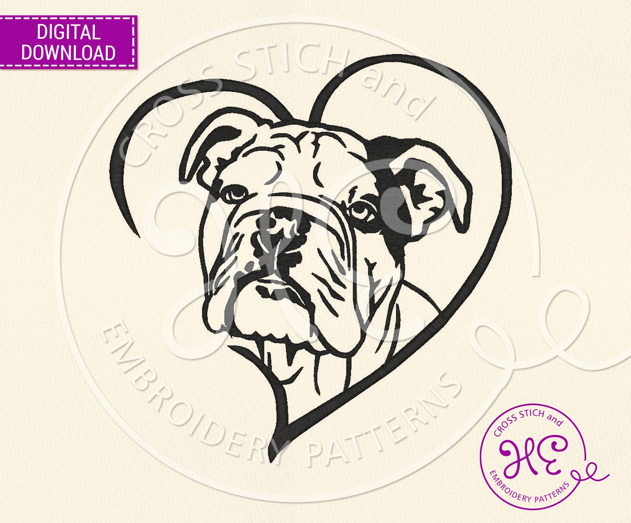 English Bulldog Embroidery Design Embroidery Pattern for Etsy