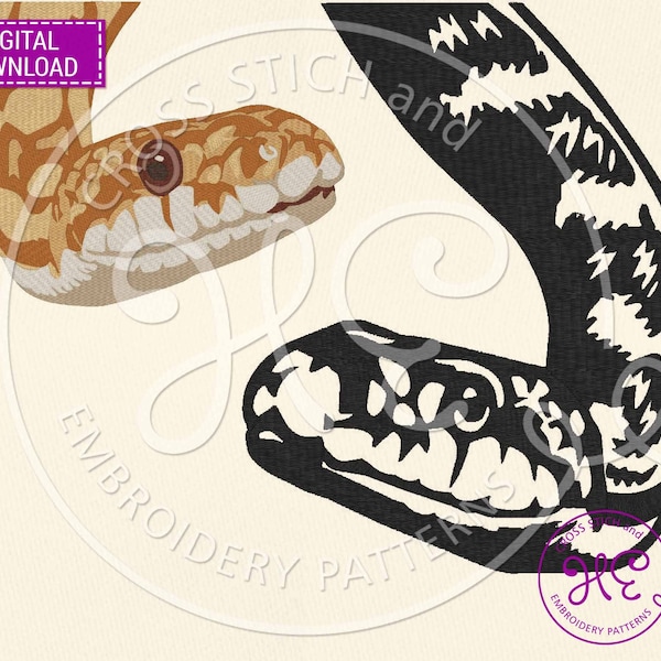 Corn Snake Embroidery Design, Pattern For Machine, Download, Cute Snake Scheme, Realistic Reptile, Animal Art, Wild Nature, Bernina Tajima