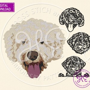 Lagotto Romagnolo Dog Embroidery Designs, Pattern For Machine, Instant Download, Cute Peeking Puppy, Funny Pet Face, Dst Pes Jef Hus Exp Xxx