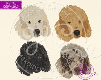 Poodle Embroidery Dog Design, Machine Embroidery Pattern, Download, Cute Colorful Pet Scheme, Dog Breed, Janome Tajima Babylock Melco Viking