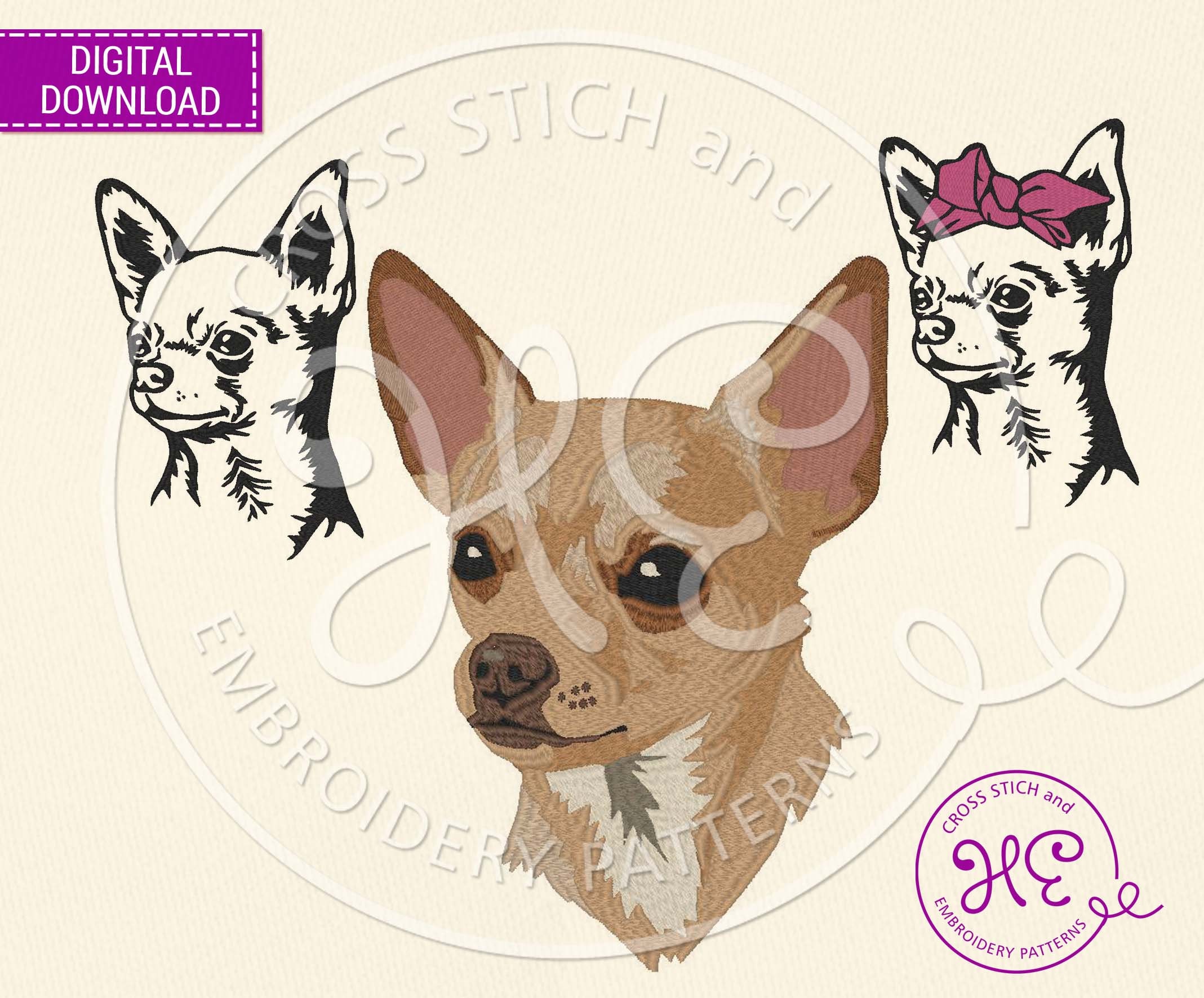 Embroidered Fabric Stickers Chihuahua and Little Girl Series (Seven Sets)