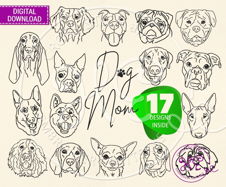 Dog Embroidery Design Bundle Machine Embroidery Pattern Etsy