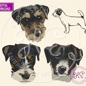 Jack Russell Terrier Embroidery Pattern, Machine Embroidery Designs, Download, Colorful Pet Face Scheme, Animal Body, Pes Jef Dst, Bernina