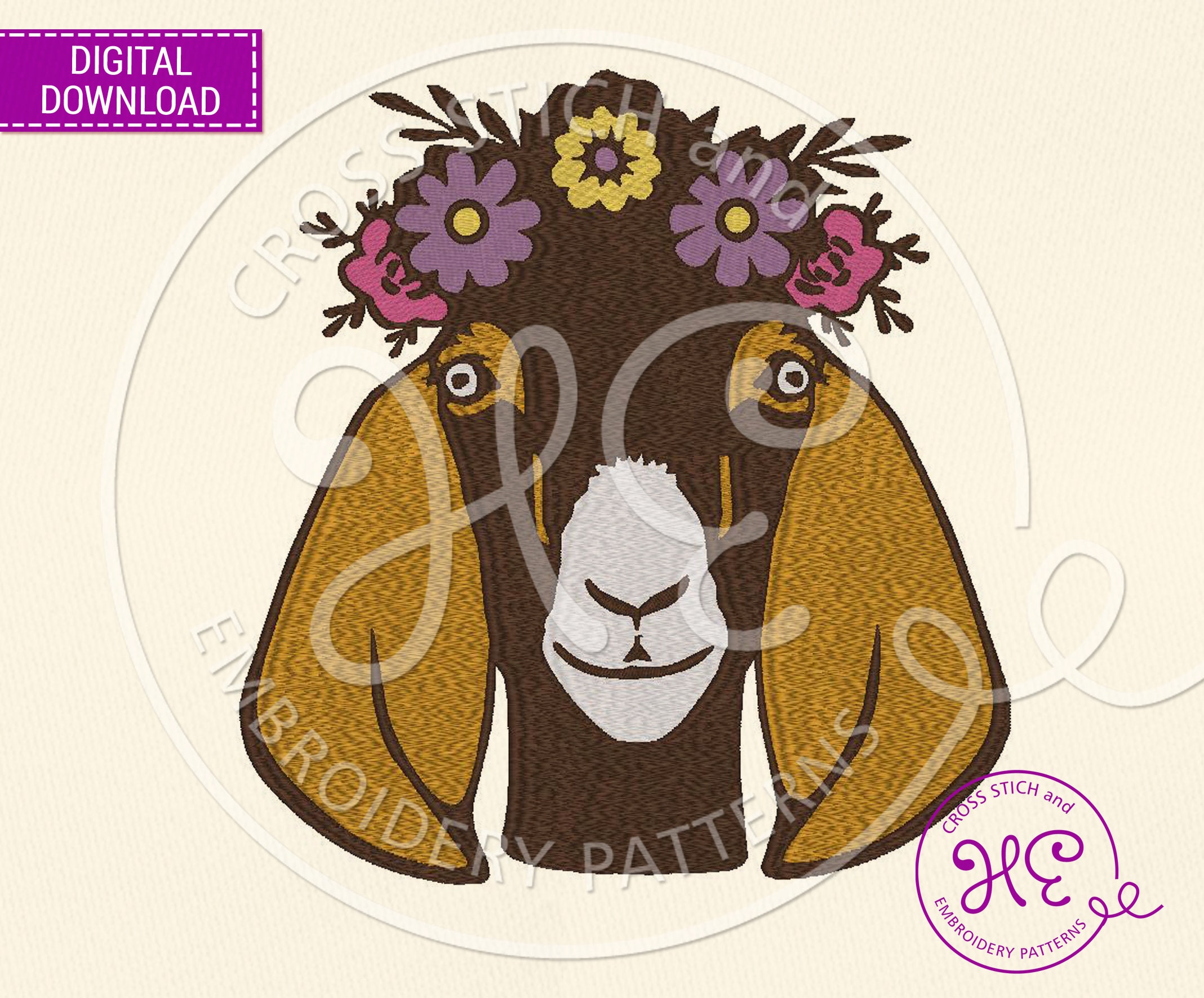 Goat Embroidery Designs Cow Embroidery Design Pattern for Etsy