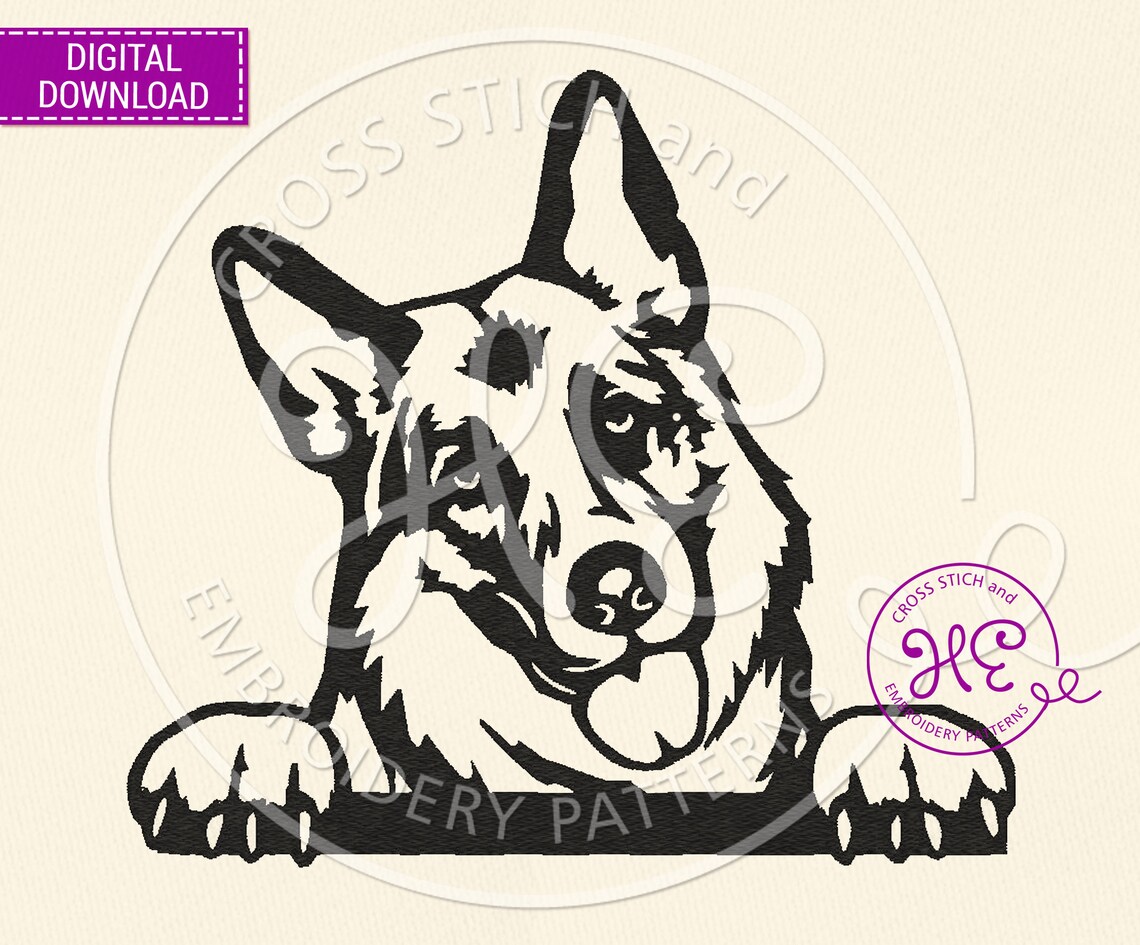 German Shepherd Dog Embroidery Pattern Machine Embroidery Etsy