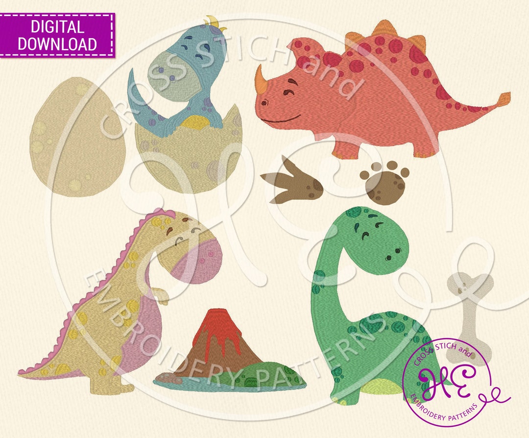 Dinosaur Embroidery Design, Embroidery Pattern for Machine, Download ...