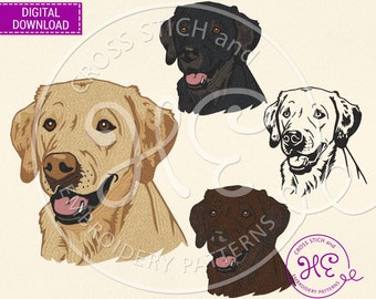 Labrador Dog Embroidery Designs, Machine Embroidery Pattern, Download, Ukraine Shops, Cute Dog Labi Face Scheme, Colorful Animal, Dog Breed