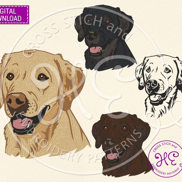 Labrador Dog Embroidery Designs, Machine Embroidery Pattern, Download, Ukraine Shops, Cute Dog Labi Face Scheme, Colorful Animal, Dog Breed