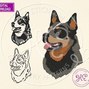 Australian Cattle Dog Embroidery Designs, Machine Embroidery Pattern, Download, Cute Pet Scheme, Ukrainian Shop, Colorful Outline, Dog Breed