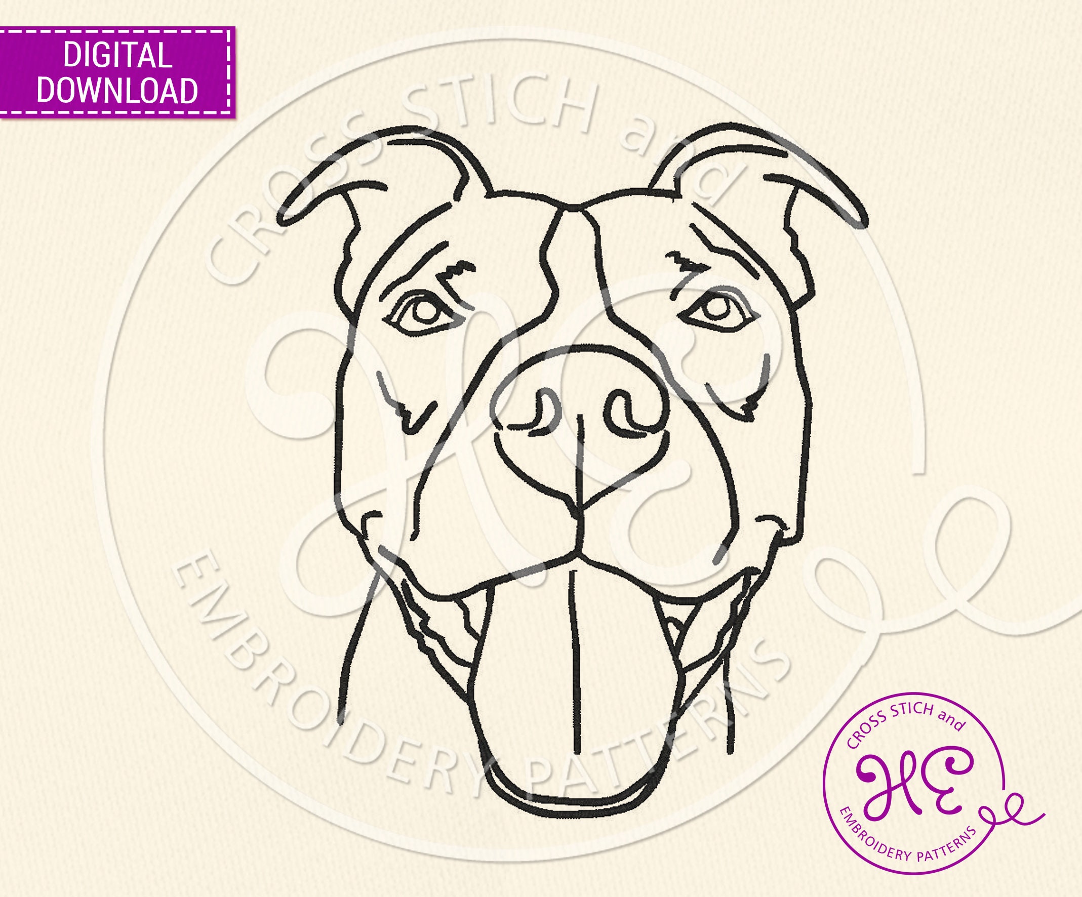 Pit Bull Embroidery Design Machine Embroidery Pattern Etsy