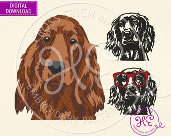 Irish Red Setter Embroidery Designs, Machine Embroidery Pattern, Download, Realistic Dog, Gundog, Dog Portrait, Colorful Setter, Dog Breed
