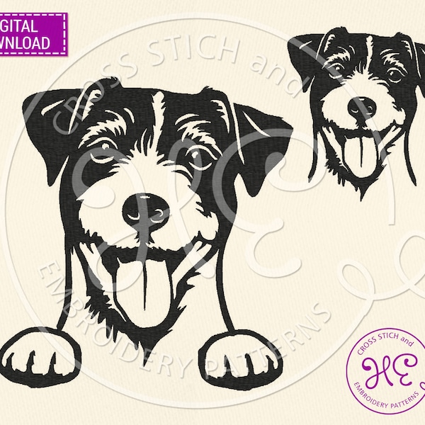 Jack Russell Terrier Dog Embroidery Pattern, Machine Embroidery Designs, Download, Funny Pet Face Scheme, Pes Dst Jef Hus File, Animal Head