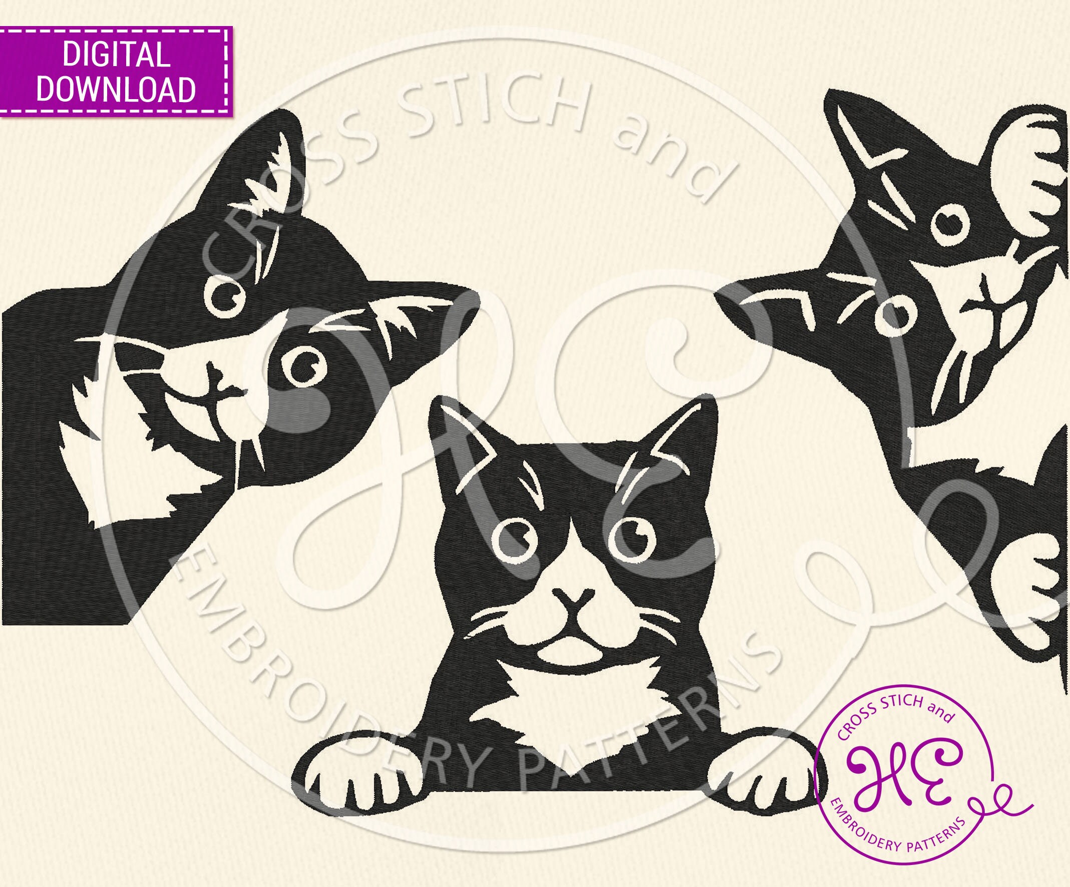 Tuxedo Cat Embroidery Designs Embroidery Pattern for Machine Etsy