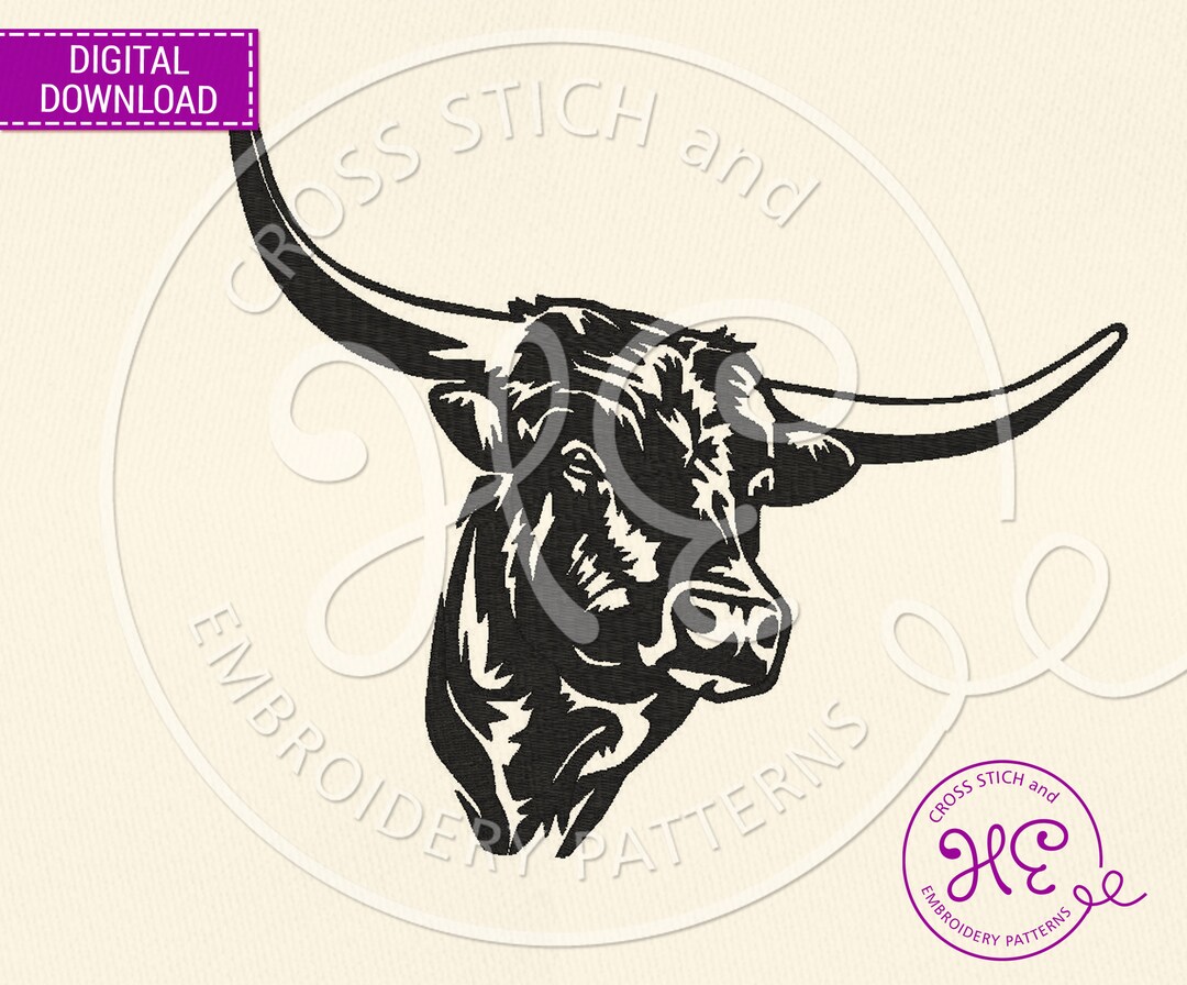 Steer Embroidery Design, Pattern for Machine, Download, Buffalo Head ...