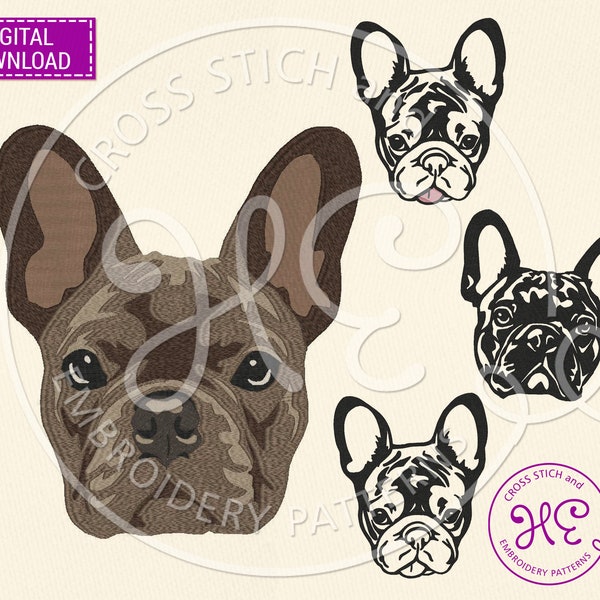 French Bulldog Embroidery Designs, Embroidery Pattern For Machine, Download Fawn Frenchie Face Animal, Bernina Tajima Babylock Janome Viking