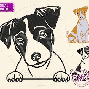 Jack Russell Terrier Embroidery Pattern, Machine Embroidery Designs, Download, Peeking Pet Face Scheme, Animal Body, Ukraine Shops, Tajima