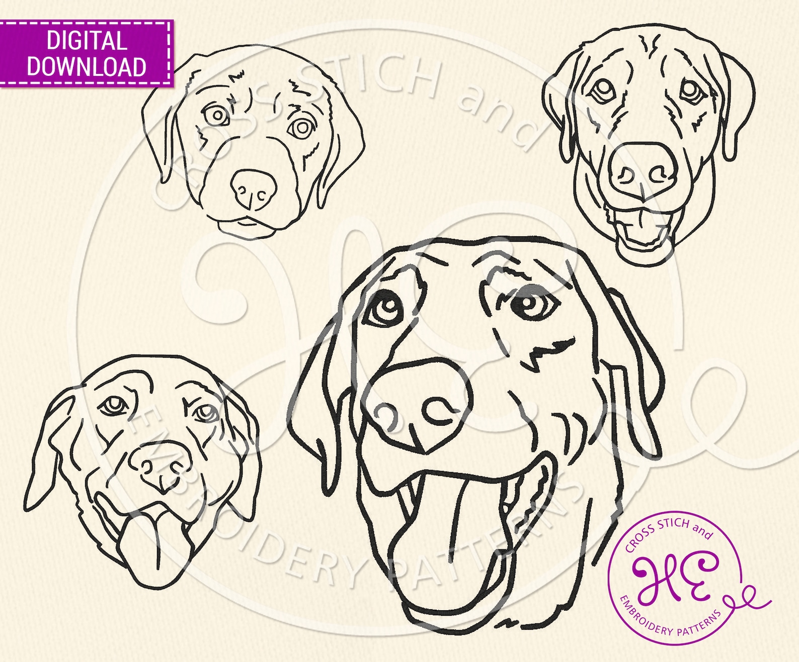 Labrador Dog Outline Embroidery Designs, Embroidery Pattern for Machine ...