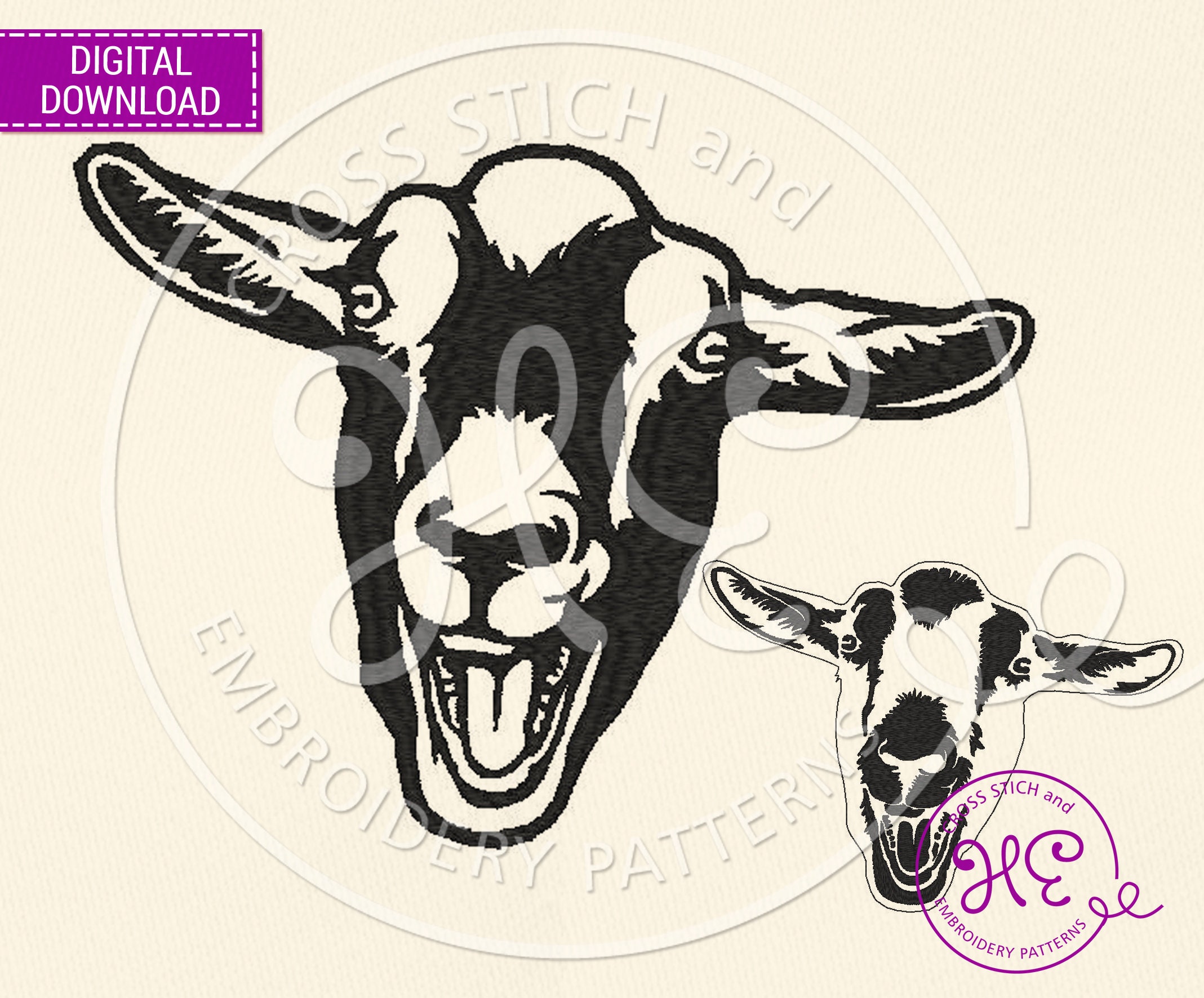 Goat Embroidery Designs Funny Embroidery Pattern for Machine Etsy