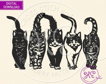 Cat Embroidery Designs, Machine Embroidery Pattern, Ukraine Digital Download, Kitten Body File, Cute Animal Pet design, Pes Dst Jef Hus Exp