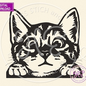 Cat Embroidery Designs, Machine Embroidery Pattern, Ukraine Digital Download, Kitten Dst Pes File, Cute Animal Pet Face, Outline, Bernina