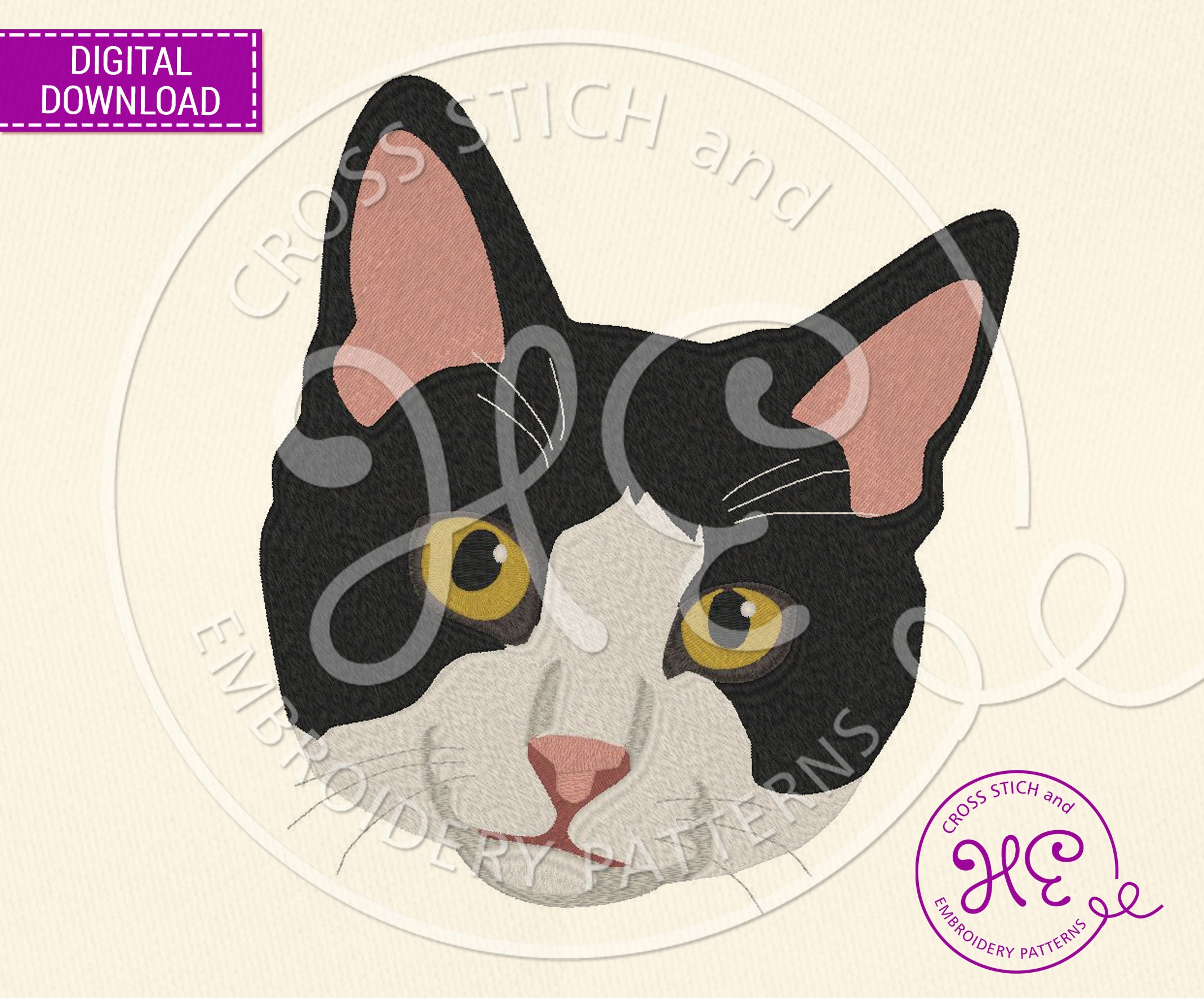 Tuxedo Cat Embroidery Designs Embroidery Pattern for Machine Etsy