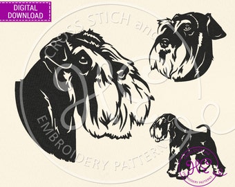 Miniature Schnauzer Embroidery Design, Machine Embroidery Pattern, Download, Cute Mini Schnauzer, Dog Breed, Pes Jef Dst Hus Exp Vip Files