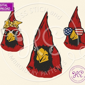 Cardinal Embroidery Design, Machine Embroidery Pattern, Digital Download,  Bird Art Scheme, Ukraine Shops, Color File, Pes Dst Jef Fxp Hus