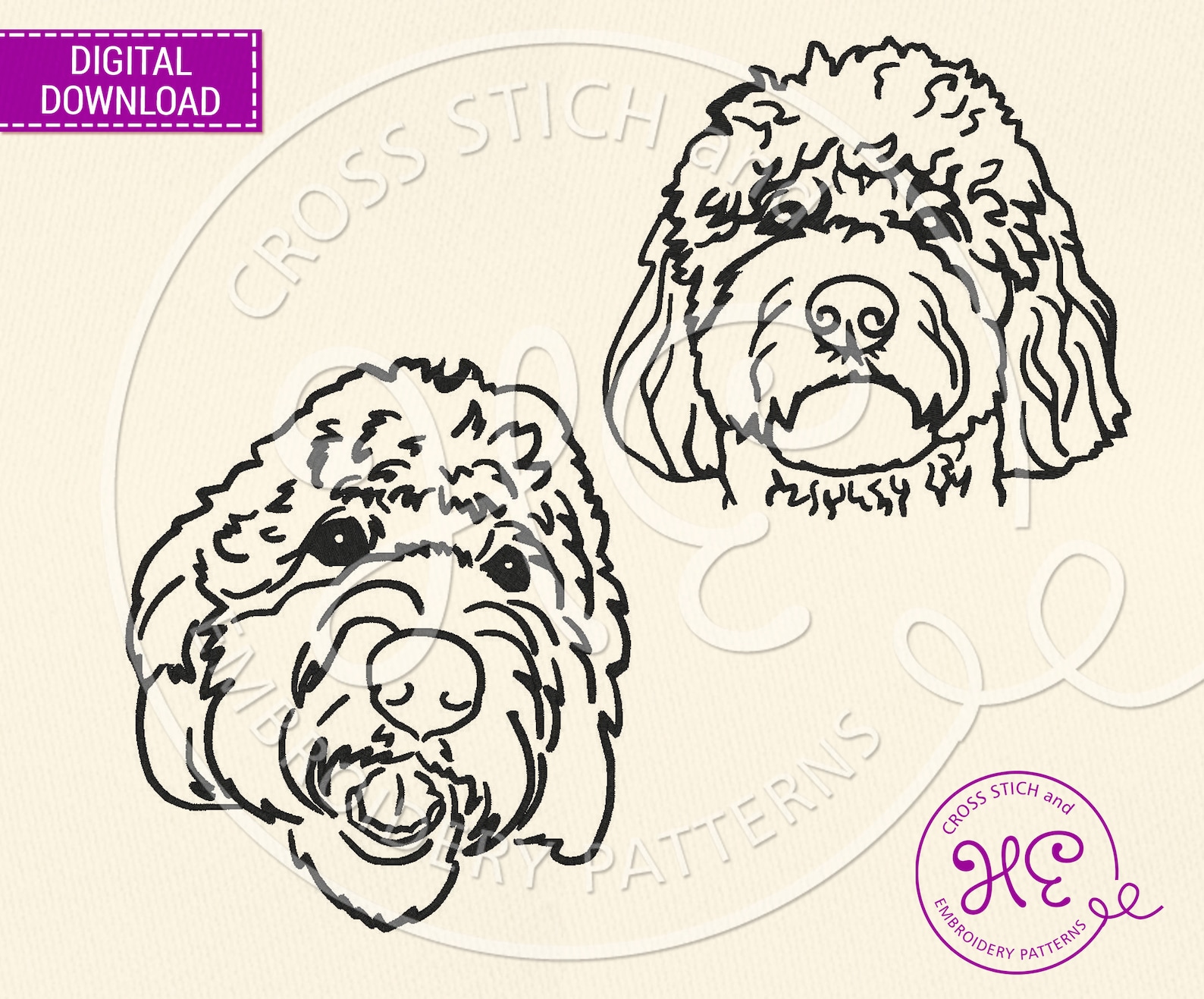 Doodle Dog Outline Sketch Embroidery Designs, Embroidery Pattern for ...