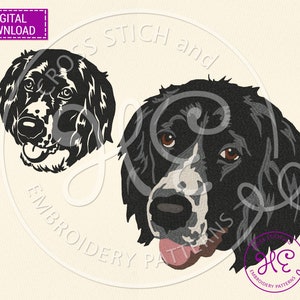 English Springer Spaniel Dog Embroidery Designs, Machine Embroidery Pattern, Download, Cute Colorful Face, Dog Breed, Dst Pes Jef Exp Hus