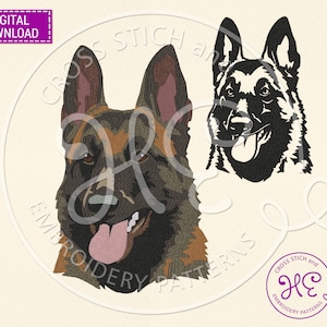 Belgian Malinois Embroidery Designs, Machine Embroidery Pattern, Download, Outline Sketch, Colorful Design, Working Dog Head, Dog Breed