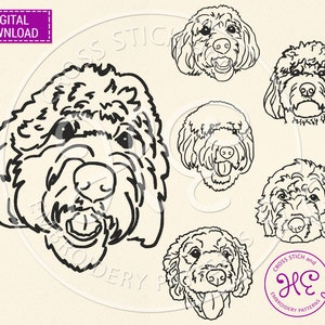 May include: A set of six black and white line drawings of doodle dogs in different poses. The drawings are simple and stylized, and they would be perfect for use in a variety of projects, such as embroidery patterns, cross stitch patterns, or digital art.