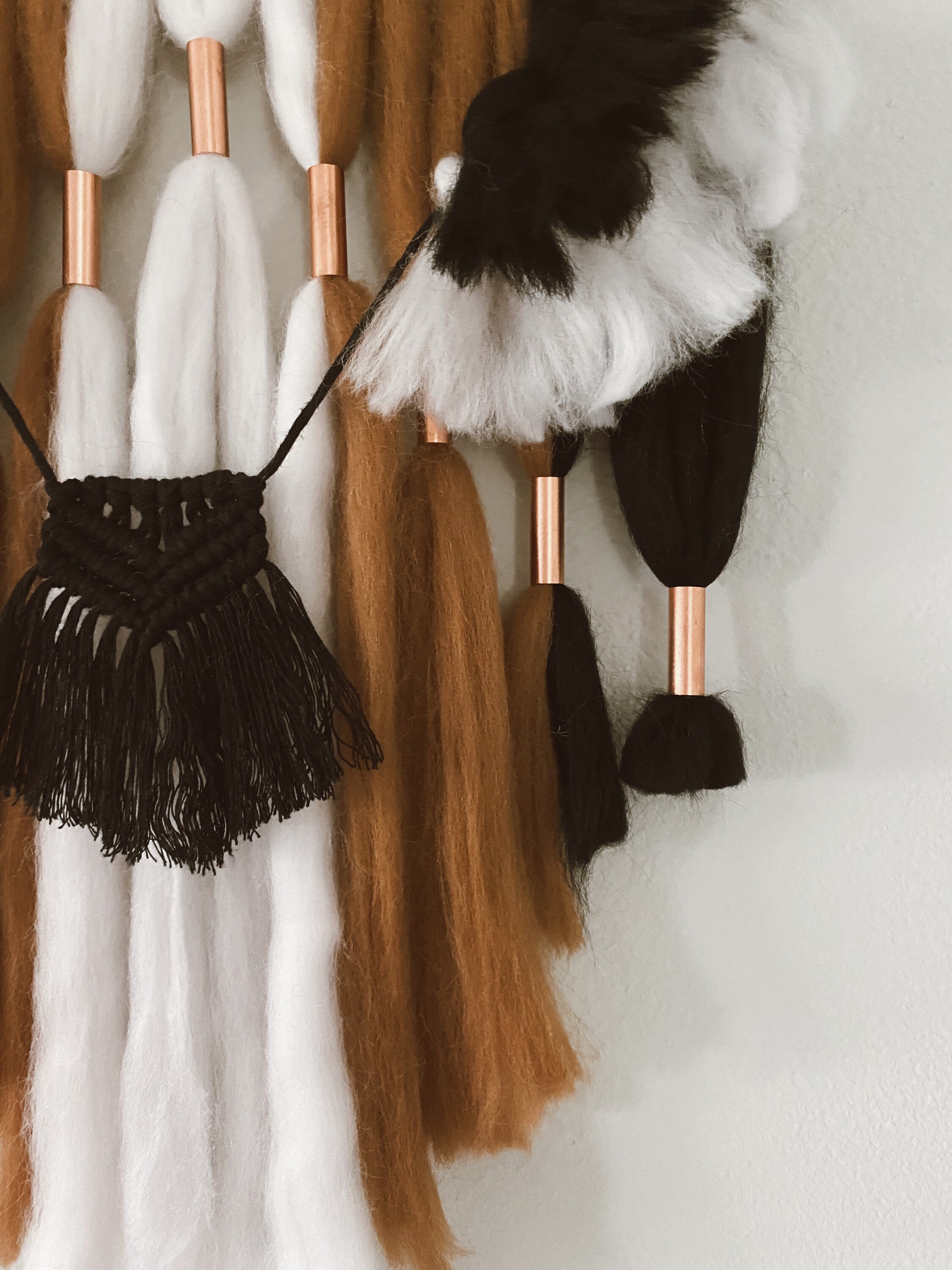 Macrame Wool Wall Hanging merino wool roving cotton cord Etsy