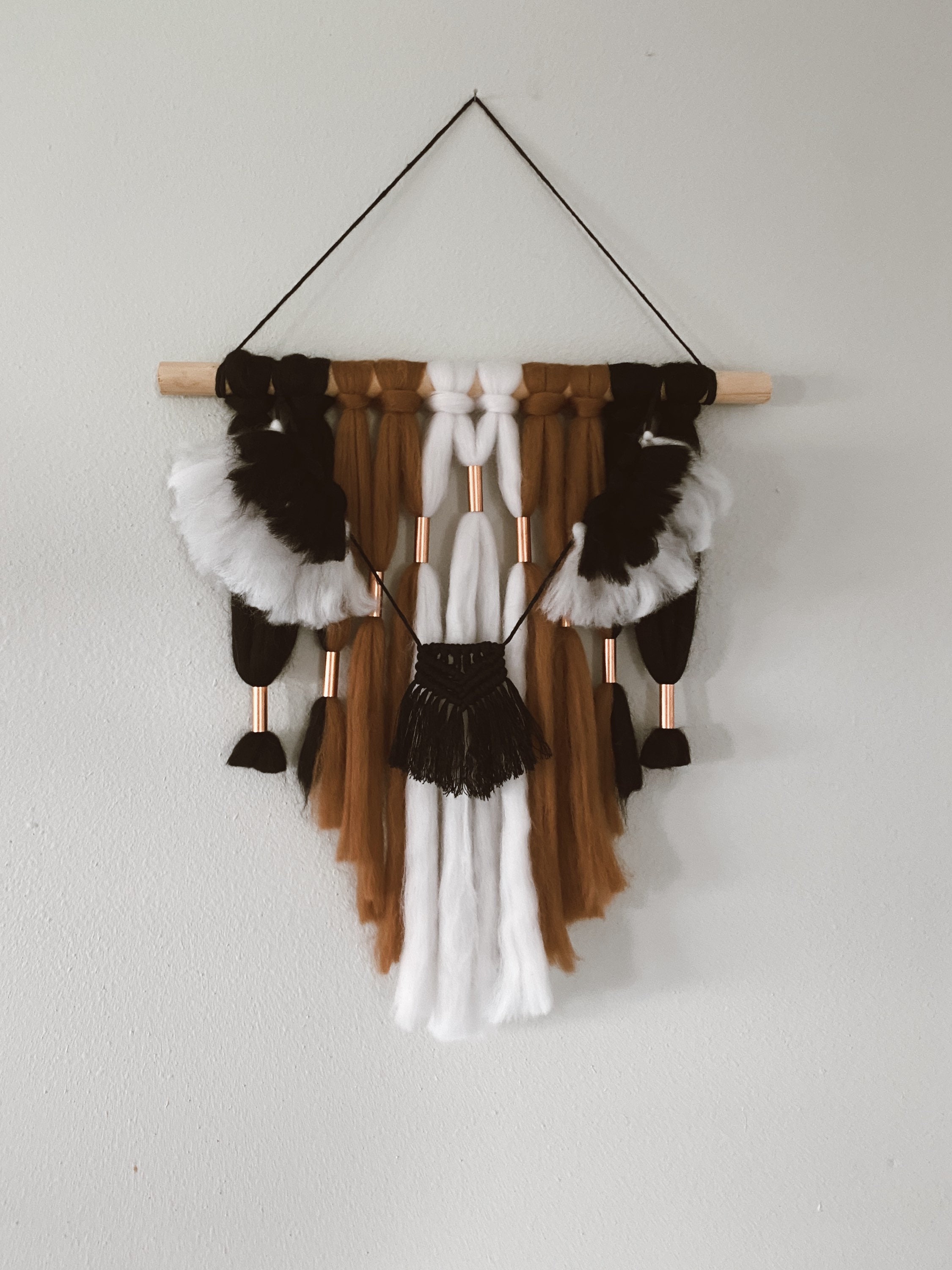 Macrame Wool Wall Hanging merino wool roving cotton cord Etsy