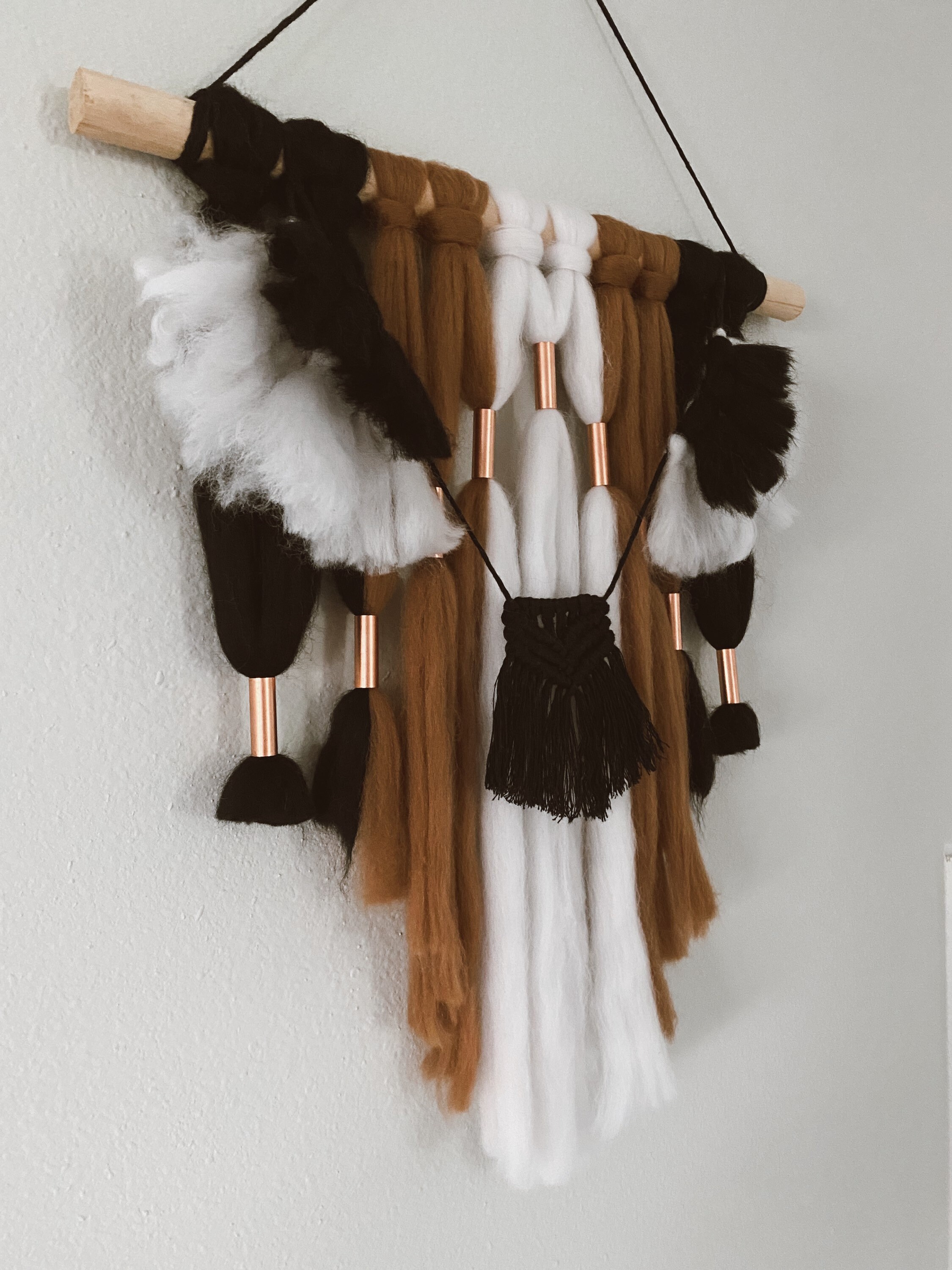 Macrame Wool Wall Hanging merino wool roving cotton cord Etsy