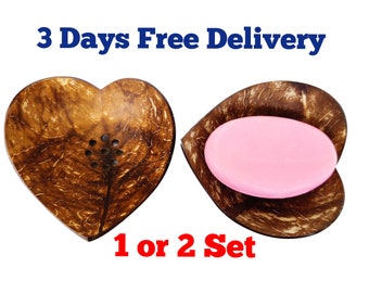 Attractive Look 100% Eco-Friendly Handmade Heart Design Coconut Shell SOAP TRAY Dish Holder For Kitchen, Bathroom, Quality Soap Dispenser