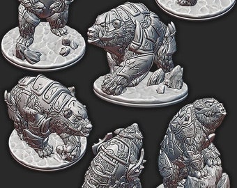 Armored Bears/Polar Bears Mini - 3D Printed Model 28/32mm Scale RPG Fantasy Games D&D Tabletop Game