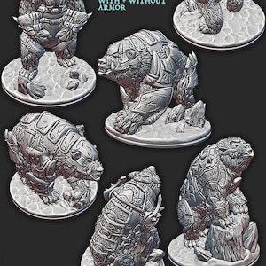 Armored Bears/Polar Bears Mini - 3D Printed Model 28/32mm Scale RPG Fantasy Games D&D Tabletop Game