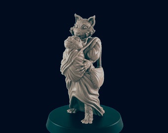Catfolk Townsfolk Mini: 3D Printed RPG Model (28mm)