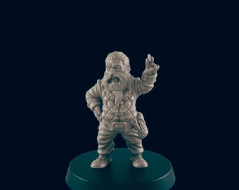 Dwarven Male Shopkeeper Mini: 3D Printed RPG Terrain (28mm)