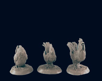 Chicken Minis - 3D Printed Model 28/32mm Scale RPG Fantasy Games D&D Tabletop Game