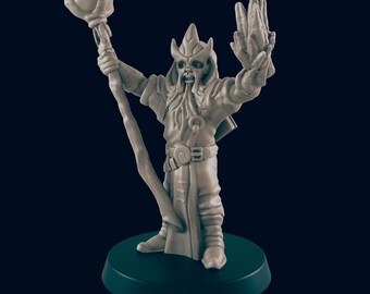 Evil Wizard Mini: 3D Printed RPG Miniature, 28mm Scale