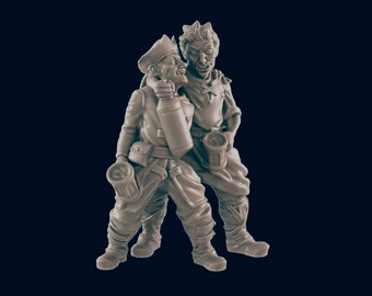 Pair of Drunks Miniatures: 3D Printed RPG Tabletop Model (28mm/32mm)