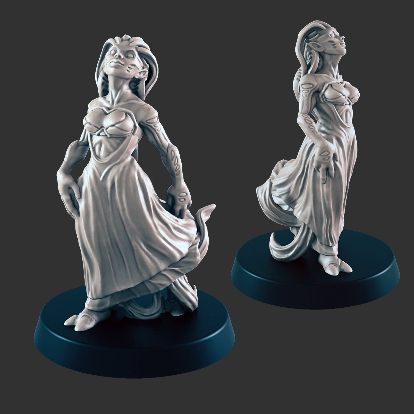 3D Printed Alien Princess Miniature: 28mm RPG Tabletop Model - Etsy