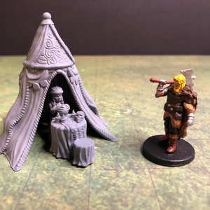 Fortune Teller with Tent and Campfire Mini Playset - 3D Printed Model 28/32mm Scale RPG Fantasy Games D&D Tabletop Game