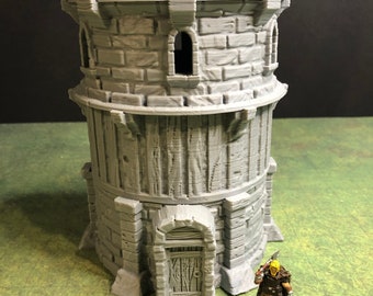 Stone Watchtower (4 Floors!) - 3D Printed Model 28/32mm Scale RPG Fantasy Games D&D Tabletop Game