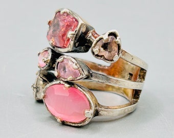 Dazzling Danish Design | Sparkly Multi-Pink Stone Dyrberg Kern Ring | Size 7 | Valentine Gift