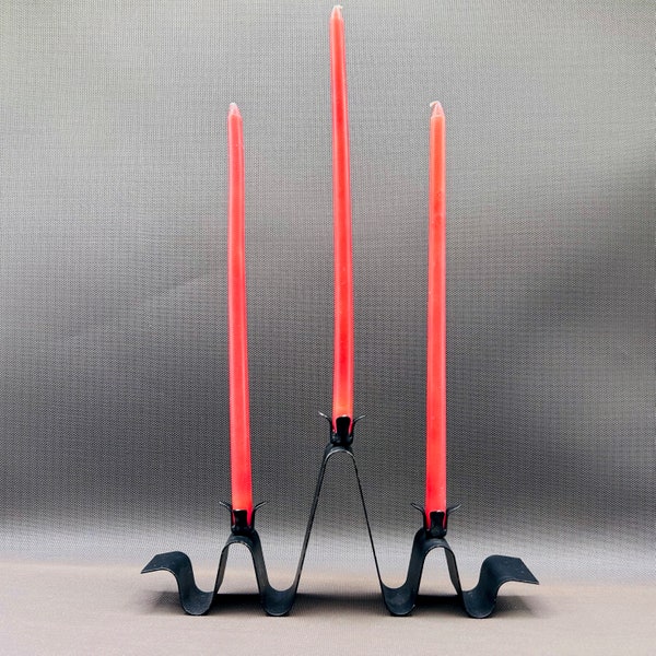 Mid-Century Modern Metal Ribbon Candle Holders | Set of Two | 6 Candles |